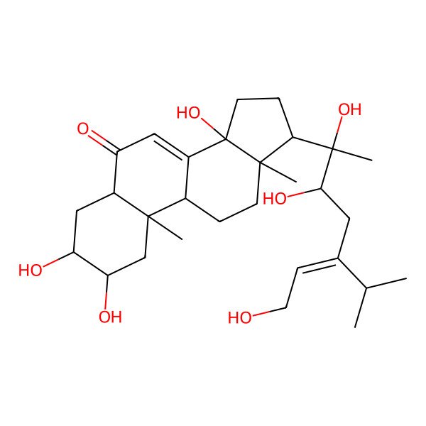 2D Structure of (2S,3R,5R,9R,10R,13R,14S,17S)-2,3,14-trihydroxy-10,13-dimethyl-17-[(Z,2R,3R)-2,3,7-trihydroxy-5-propan-2-ylhept-5-en-2-yl]-2,3,4,5,9,11,12,15,16,17-decahydro-1H-cyclopenta[a]phenanthren-6-one