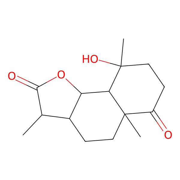 2D Structure of (3S,3aS,5aR,9R,9aS,9bS)-9-hydroxy-3,5a,9-trimethyl-3,3a,4,5,7,8,9a,9b-octahydrobenzo[g][1]benzofuran-2,6-dione