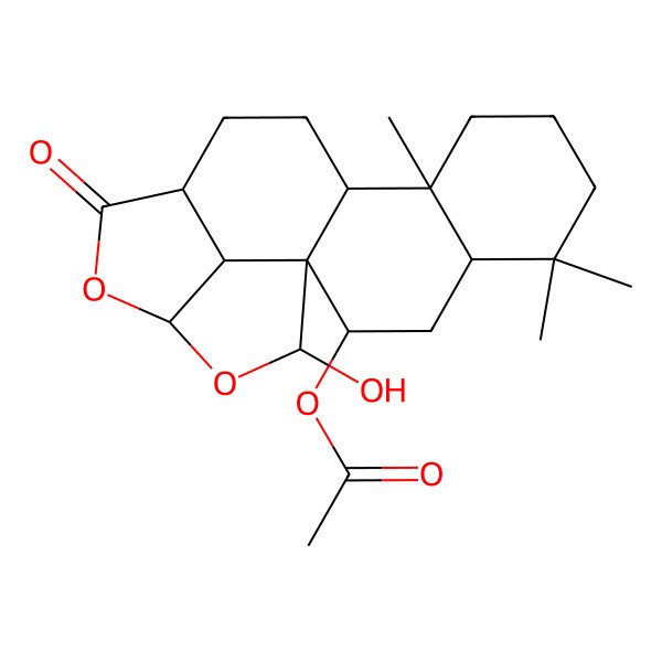 2D Structure of (18-Hydroxy-5,5,9-trimethyl-14-oxo-15,17-dioxapentacyclo[11.5.1.01,10.04,9.016,19]nonadecan-2-yl) acetate