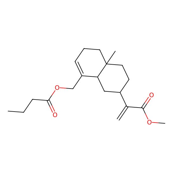 2D Structure of [(4aR,7R,8aR)-7-(3-methoxy-3-oxoprop-1-en-2-yl)-4a-methyl-4,5,6,7,8,8a-hexahydro-3H-naphthalen-1-yl]methyl butanoate