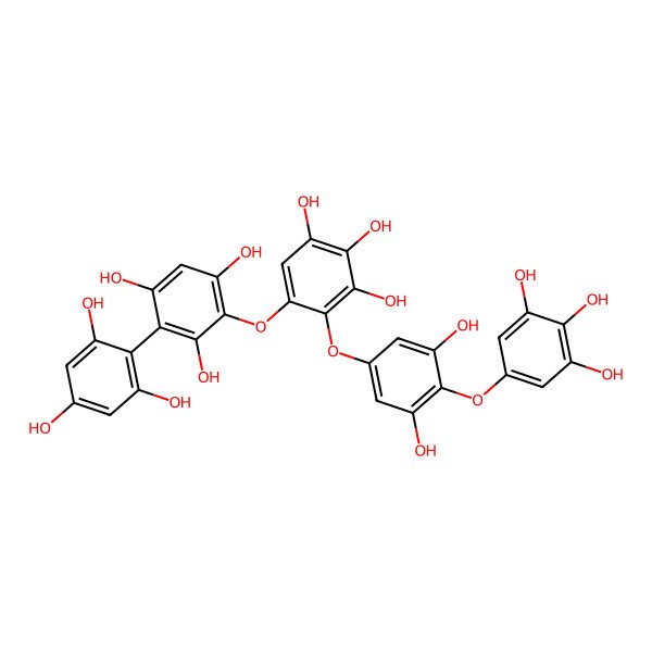 2D Structure of 2-[2-[3,5-Dihydroxy-4-(3,4,5-trihydroxyphenoxy)phenoxy]-3,4,5-trihydroxyphenoxy]-4-(2,4,6-trihydroxyphenyl)benzene-1,3,5-triol