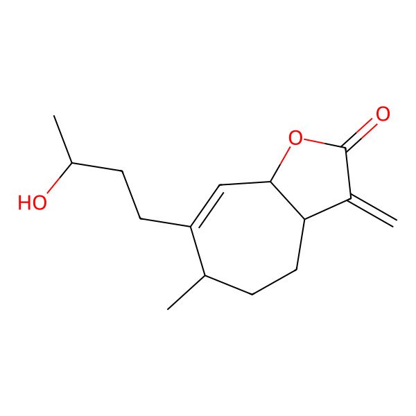2D Structure of (3aS,6S,8aR)-7-[(3S)-3-hydroxybutyl]-6-methyl-3-methylidene-4,5,6,8a-tetrahydro-3aH-cyclohepta[b]furan-2-one