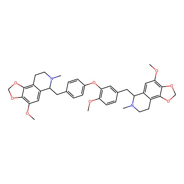 2D Structure of 4-methoxy-6-[[4-[2-methoxy-5-[(4-methoxy-7-methyl-8,9-dihydro-6H-[1,3]dioxolo[4,5-f]isoquinolin-6-yl)methyl]phenoxy]phenyl]methyl]-7-methyl-8,9-dihydro-6H-[1,3]dioxolo[4,5-f]isoquinoline