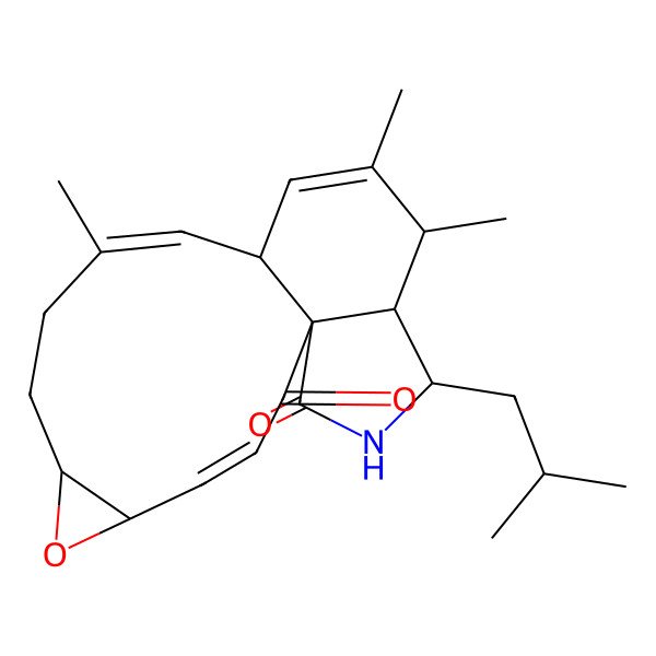 2D Structure of 10,14,15-Trimethyl-17-(2-methylpropyl)-6-oxa-18-azatetracyclo[10.7.0.01,16.05,7]nonadeca-3,10,13-triene-2,19-dione