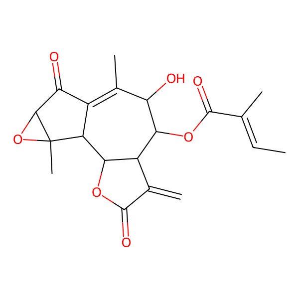2D Structure of [(1S,2S,6S,7S,8R,12S,14S)-8-hydroxy-9,14-dimethyl-5-methylidene-4,11-dioxo-3,13-dioxatetracyclo[8.4.0.02,6.012,14]tetradec-9-en-7-yl] (E)-2-methylbut-2-enoate