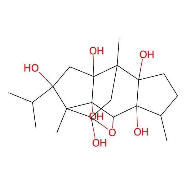 2D Structure of 3,7,10-Trimethyl-11-propan-2-yl-15-oxapentacyclo[7.5.1.02,6.07,13.010,14]pentadecane-2,6,9,11,13,14-hexol