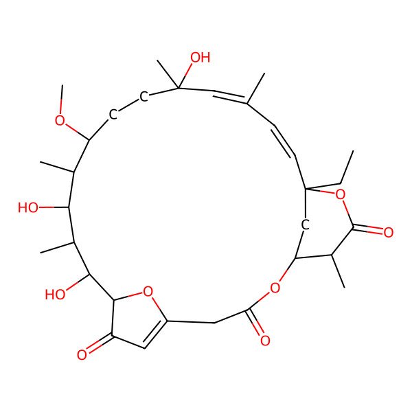 2D Structure of (1S,8S,9S,10S,11S,12S,13R,16S,17E,19E,21R,24S)-21-ethyl-9,11,16-trihydroxy-13-methoxy-10,12,16,18,24-pentamethyl-2,22,26-trioxatricyclo[19.3.1.15,8]hexacosa-5,17,19-triene-3,7,23-trione
