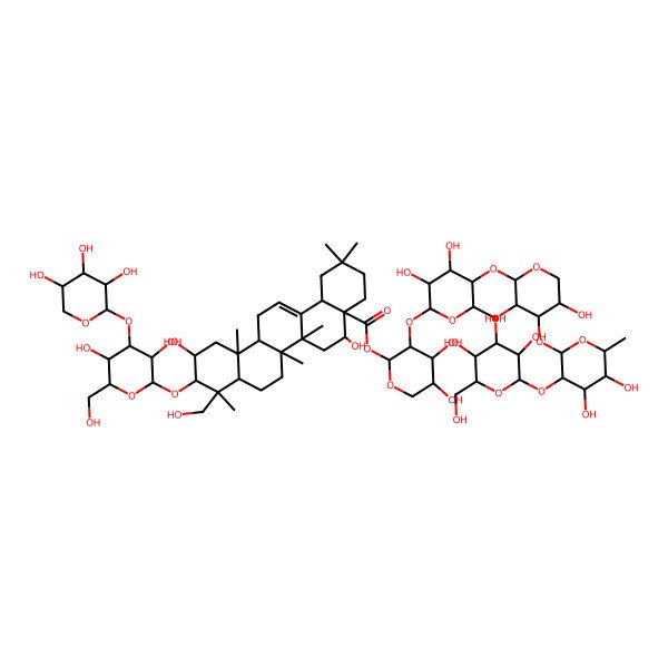 2D Structure of [(2S,3R,4S,5S)-3-[(2S,3R,4S,5R,6S)-5-[(2S,3R,4S,5R)-4-[(2S,3R,4R,5R,6S)-4,5-dihydroxy-6-methyl-3-[(2S,3R,4S,5R,6R)-3,4,5-trihydroxy-6-(hydroxymethyl)oxan-2-yl]oxyoxan-2-yl]oxy-3,5-dihydroxyoxan-2-yl]oxy-3,4-dihydroxy-6-methyloxan-2-yl]oxy-4,5-dihydroxyoxan-2-yl] (4aR,5R,6aR,6aS,6bR,8aR,9R,10R,11S,12aR,14bS)-10-[(2R,3R,4S,5R,6R)-3,5-dihydroxy-6-(hydroxymethyl)-4-[(2S,3R,4S,5R)-3,4,5-trihydroxyoxan-2-yl]oxyoxan-2-yl]oxy-5,11-dihydroxy-9-(hydroxymethyl)-2,2,6a,6b,9,12a-hexamethyl-1,3,4,5,6,6a,7,8,8a,10,11,12,13,14b-tetradecahydropicene-4a-carboxylate