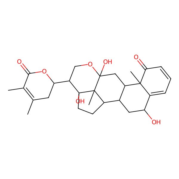 2D Structure of (1S,2R,4R,10R,11S,13S,16R,17R,20S)-16-[(2R)-4,5-dimethyl-6-oxo-2,3-dihydropyran-2-yl]-4,13,17-trihydroxy-10,20-dimethyl-14-oxapentacyclo[11.6.1.02,11.05,10.017,20]icosa-5,7-dien-9-one
