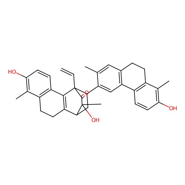 2D Structure of (1R,12S,13S,15R)-1-ethenyl-6,13-dihydroxy-15-(7-hydroxy-2,8-dimethyl-9,10-dihydrophenanthren-3-yl)-7,13-dimethyltetracyclo[10.2.2.02,11.03,8]hexadeca-2(11),3(8),4,6-tetraen-14-one