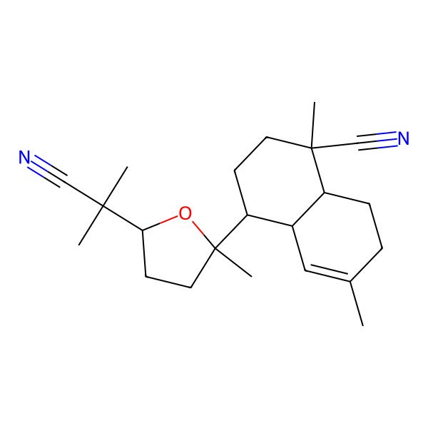 2D Structure of (1S,4S,4aS,8aS)-4-[(2R,5S)-5-(2-cyanopropan-2-yl)-2-methyloxolan-2-yl]-1,6-dimethyl-3,4,4a,7,8,8a-hexahydro-2H-naphthalene-1-carbonitrile