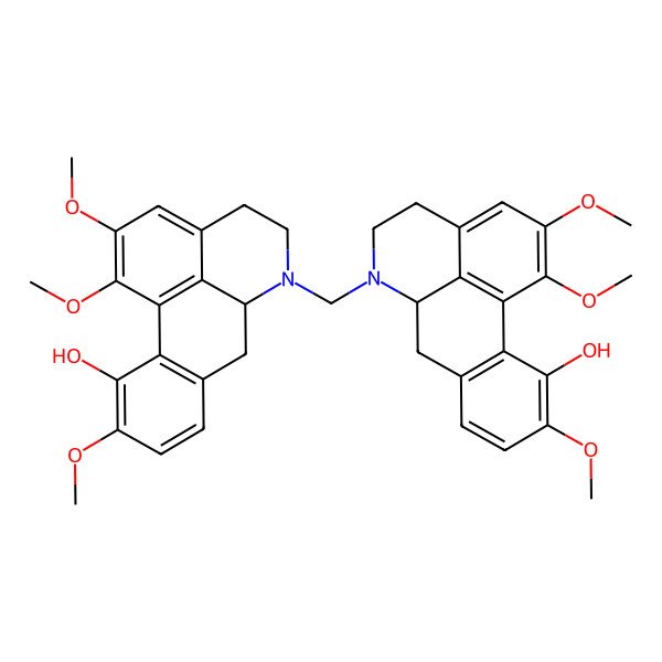 2D Structure of 6-[(11-hydroxy-1,2,10-trimethoxy-5,6,6a,7-tetrahydro-4H-dibenzo[de,g]quinolin-6-yl)methyl]-1,2,10-trimethoxy-5,6,6a,7-tetrahydro-4H-dibenzo[de,g]quinolin-11-ol
