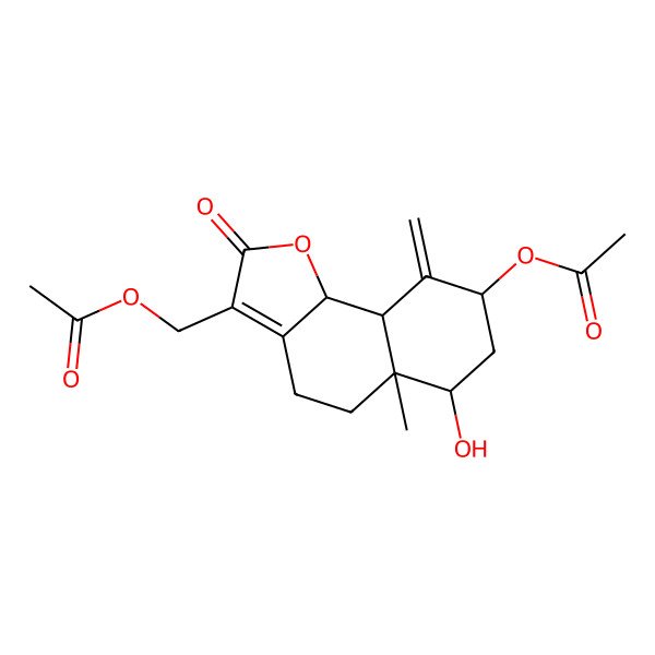 2D Structure of (8-acetyloxy-6-hydroxy-5a-methyl-9-methylidene-2-oxo-5,6,7,8,9a,9b-hexahydro-4H-benzo[g][1]benzofuran-3-yl)methyl acetate