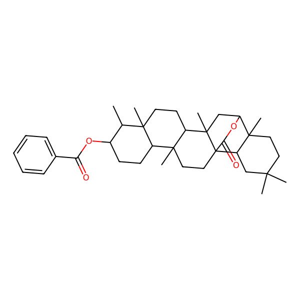 2D Structure of (4,9,10,14,17,20,20-Heptamethyl-23-oxo-24-oxahexacyclo[14.6.2.01,14.04,13.05,10.017,22]tetracosan-8-yl) benzoate