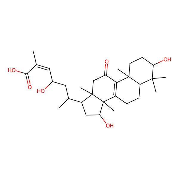 2D Structure of 6-(3,15-Dihydroxy-4,4,10,13,14-pentamethyl-11-oxo-1,2,3,5,6,7,12,15,16,17-decahydrocyclopenta[a]phenanthren-17-yl)-4-hydroxy-2-methylhept-2-enoic acid