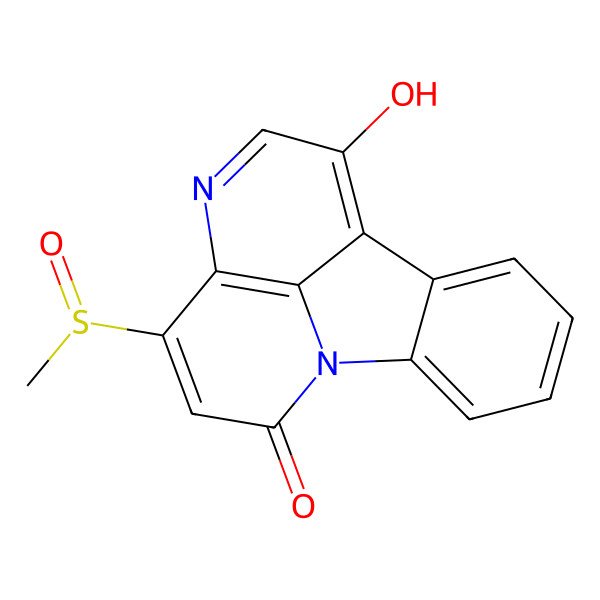 2D Structure of 8-Hydroxy-4-methylsulfinyl-1,6-diazatetracyclo[7.6.1.05,16.010,15]hexadeca-3,5(16),6,8,10,12,14-heptaen-2-one