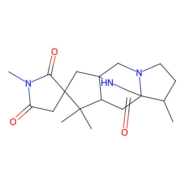 2D Structure of 1',6,10,10-Tetramethylspiro[3,13-diazatetracyclo[5.5.2.01,9.03,7]tetradecane-11,3'-pyrrolidine]-2',5',14-trione