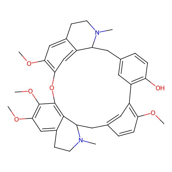 2D Structure of 9,20,21,25-Tetramethoxy-15,30-dimethyl-23-oxa-15,30-diazaheptacyclo[22.6.2.13,7.18,12.114,18.027,31.022,33]pentatriaconta-3(35),4,6,8,10,12(34),18,20,22(33),24,26,31-dodecaen-6-ol