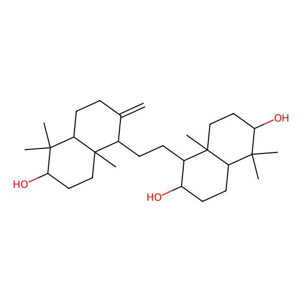 2D Structure of 1-[2-(6-hydroxy-5,5,8a-trimethyl-2-methylidene-3,4,4a,6,7,8-hexahydro-1H-naphthalen-1-yl)ethyl]-5,5,8a-trimethyl-1,2,3,4,4a,6,7,8-octahydronaphthalene-2,6-diol