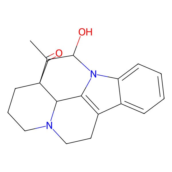 2D Structure of 1-(17-Hydroxy-1,11-diazapentacyclo[9.6.2.02,7.08,18.015,19]nonadeca-2,4,6,8(18)-tetraen-15-yl)ethanone