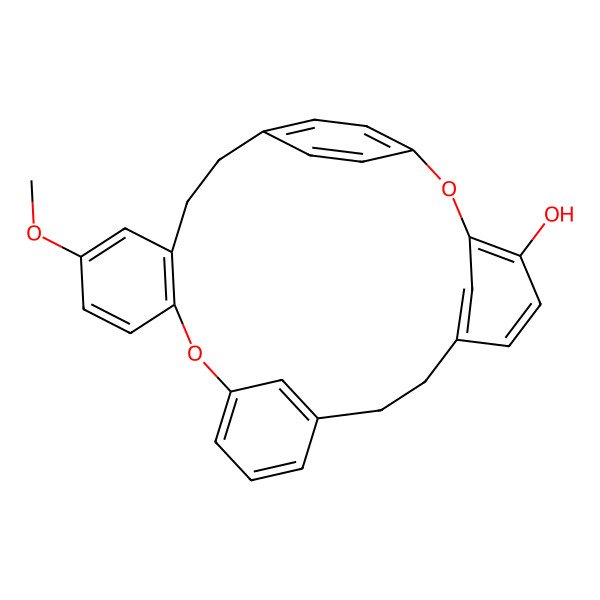 2D Structure of 19-Methoxy-2,15-dioxapentacyclo[22.2.2.13,7.110,14.016,21]triaconta-1(26),3,5,7(30),10(29),11,13,16(21),17,19,24,27-dodecaen-4-ol