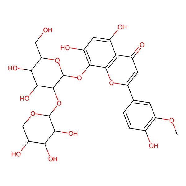 2D Structure of 8-[(2S,3R,4S,5S,6R)-4,5-dihydroxy-6-(hydroxymethyl)-3-[(2S,3R,4S,5R)-3,4,5-trihydroxyoxan-2-yl]oxyoxan-2-yl]oxy-5,7-dihydroxy-2-(4-hydroxy-3-methoxyphenyl)chromen-4-one