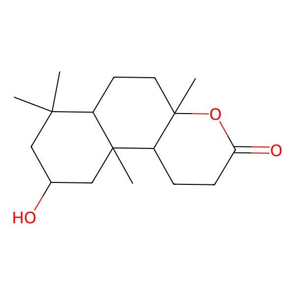 2D Structure of (4aR,6aS,9S,10aS,10bR)-9-hydroxy-4a,7,7,10a-tetramethyl-2,5,6,6a,8,9,10,10b-octahydro-1H-benzo[f]chromen-3-one