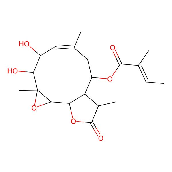 2D Structure of [(1S,2S,4R,5S,6R,10R,11R,12S)-5,6-dihydroxy-4,8,12-trimethyl-13-oxo-3,14-dioxatricyclo[9.3.0.02,4]tetradec-7-en-10-yl] 2-methylbut-2-enoate