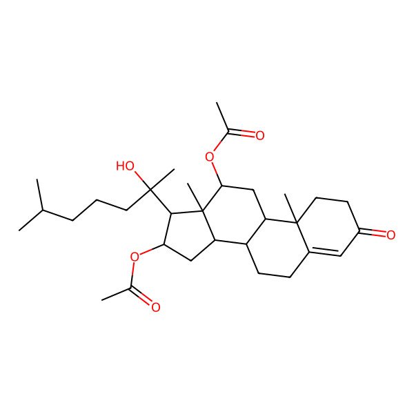 2D Structure of [12-Acetyloxy-17-(2-hydroxy-6-methylheptan-2-yl)-10,13-dimethyl-3-oxo-1,2,6,7,8,9,11,12,14,15,16,17-dodecahydrocyclopenta[a]phenanthren-16-yl] acetate