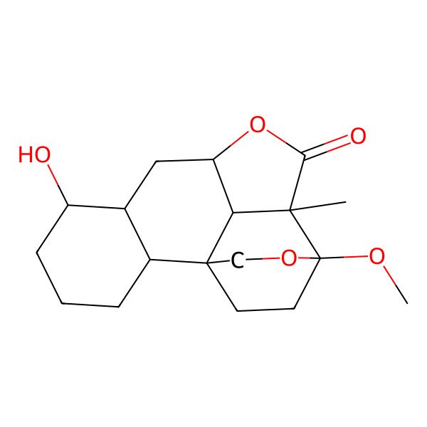 2D Structure of (1S,6S,9R,12R,13R)-6-hydroxy-13-methoxy-12-methyl-10,14-dioxapentacyclo[11.2.2.11,9.02,7.012,18]octadecan-11-one