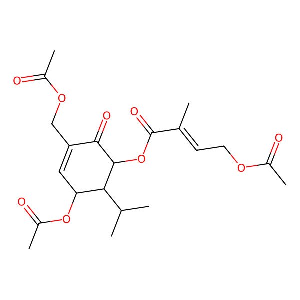 2D Structure of [(1S,5R,6R)-5-acetyloxy-3-(acetyloxymethyl)-2-oxo-6-propan-2-ylcyclohex-3-en-1-yl] (E)-4-acetyloxy-2-methylbut-2-enoate