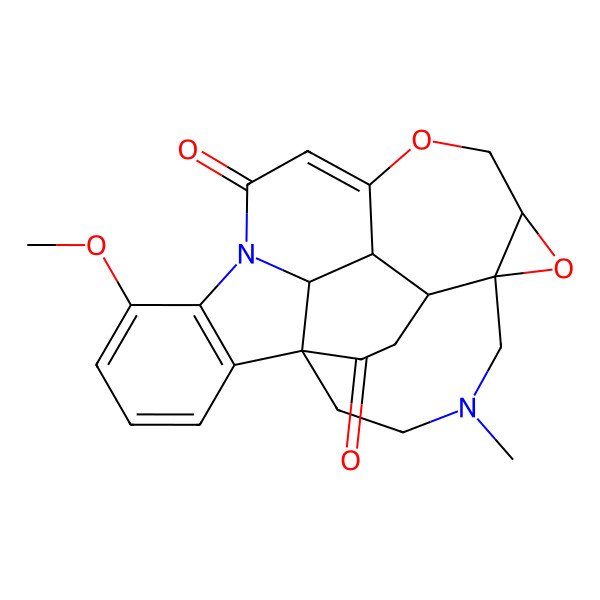 2D Structure of (1S,6R,8R,23R,24R,25S)-16-methoxy-4-methyl-7,10-dioxa-4,14-diazaheptacyclo[12.6.5.01,25.06,8.06,23.011,24.015,20]pentacosa-11,15(20),16,18-tetraene-13,21-dione