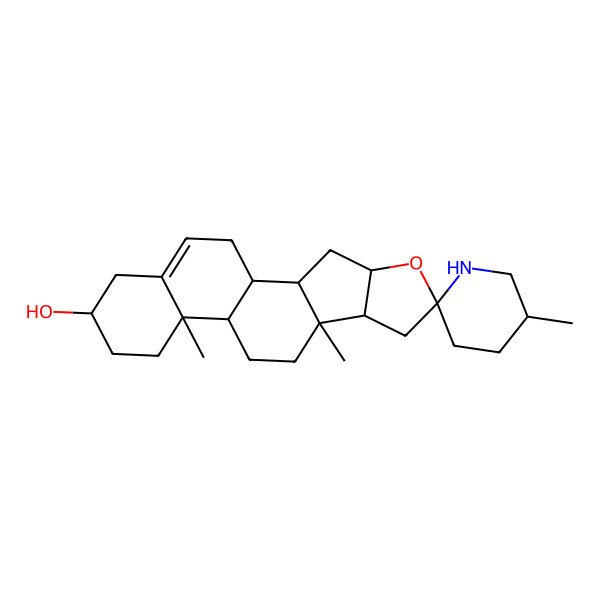 2D Structure of (1S,2S,4S,5'R,6R,8R,9S,12S,13R,16S)-5',9,13-trimethylspiro[5-oxapentacyclo[10.8.0.02,9.04,8.013,18]icos-18-ene-6,2'-piperidine]-16-ol