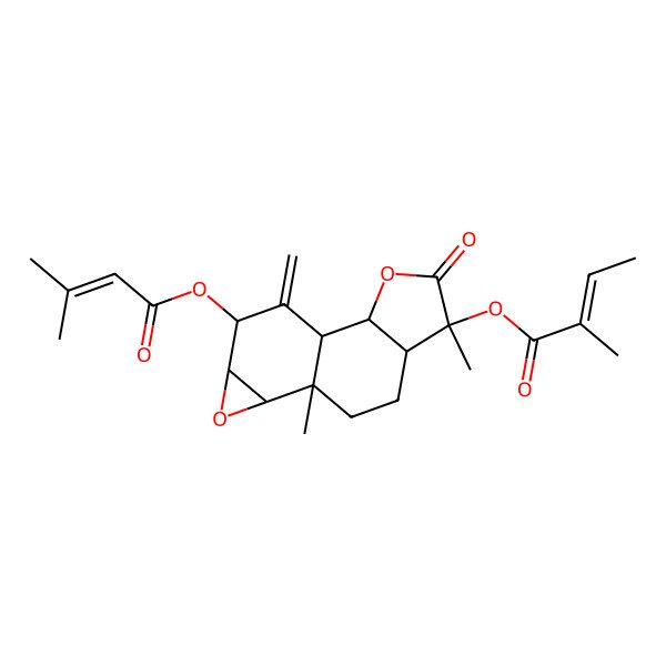 2D Structure of [(1R,2S,5S,6R,9S,10S,12S,13R)-5,9-dimethyl-13-(3-methylbut-2-enoyloxy)-14-methylidene-4-oxo-3,11-dioxatetracyclo[7.5.0.02,6.010,12]tetradecan-5-yl] (Z)-2-methylbut-2-enoate