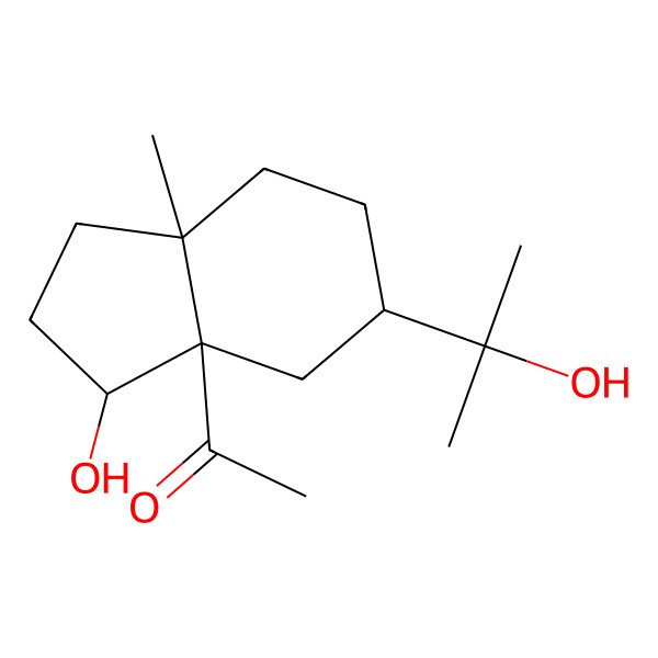 2D Structure of 1-[(3S,3aR,5R,7aS)-3-hydroxy-5-(2-hydroxypropan-2-yl)-7a-methyl-2,3,4,5,6,7-hexahydro-1H-inden-3a-yl]ethanone