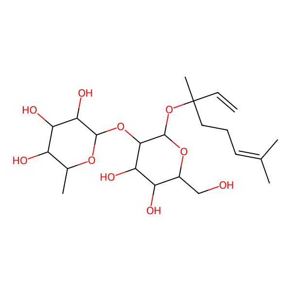 2D Structure of 2-[2-(3,7-Dimethylocta-1,6-dien-3-yloxy)-4,5-dihydroxy-6-(hydroxymethyl)oxan-3-yl]oxy-6-methyloxane-3,4,5-triol