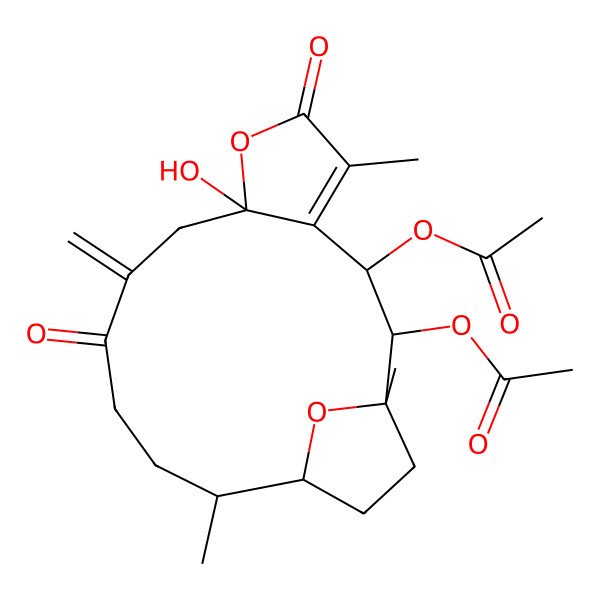 2D Structure of [(1R,2S,3R,8S,14R,15S)-2-acetyloxy-8-hydroxy-1,5,14-trimethyl-10-methylidene-6,11-dioxo-7,18-dioxatricyclo[13.2.1.04,8]octadec-4-en-3-yl] acetate