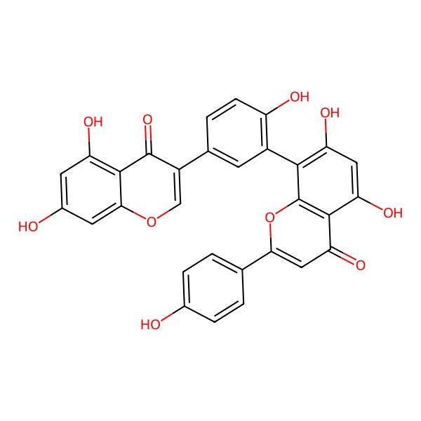 2D Structure of 8-[5-(5,7-Dihydroxy-4-oxochromen-3-yl)-2-hydroxyphenyl]-5,7-dihydroxy-2-(4-hydroxyphenyl)chromen-4-one