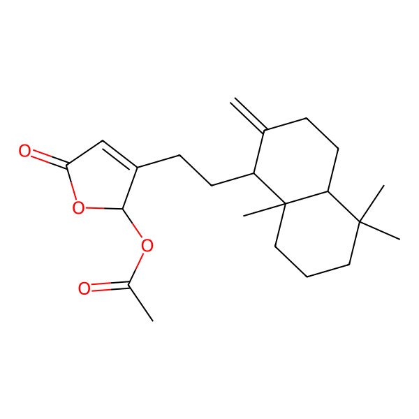 2D Structure of [3-[2-[(1S,4aS,8aS)-5,5,8a-trimethyl-2-methylidene-3,4,4a,6,7,8-hexahydro-1H-naphthalen-1-yl]ethyl]-5-oxo-2H-furan-2-yl] acetate