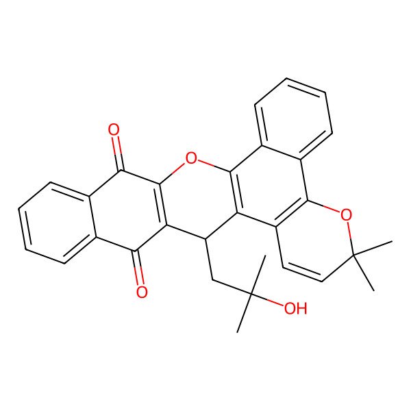 2D Structure of (26S)-26-(2-hydroxy-2-methylpropyl)-5,5-dimethyl-6,15-dioxahexacyclo[12.12.0.02,7.08,13.016,25.018,23]hexacosa-1(14),2(7),3,8,10,12,16(25),18,20,22-decaene-17,24-dione