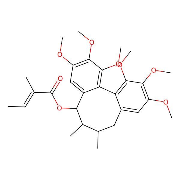 2D Structure of [(8R,9R,10R)-3,4,5,14,15,16-hexamethoxy-9,10-dimethyl-8-tricyclo[10.4.0.02,7]hexadeca-1(16),2,4,6,12,14-hexaenyl] (Z)-2-methylbut-2-enoate