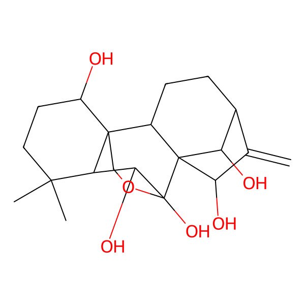 2D Structure of (2S,5S,9S,10R,11R,15S,18R)-12,12-dimethyl-6-methylidene-17-oxapentacyclo[7.6.2.15,8.01,11.02,8]octadecane-7,9,10,15,18-pentol