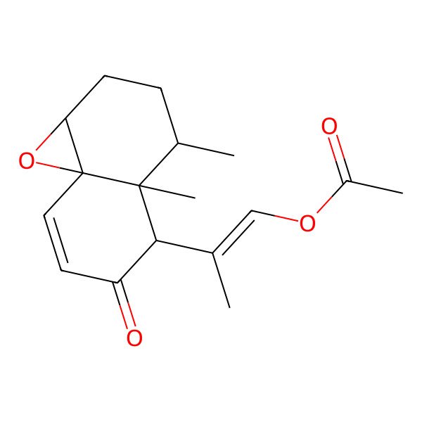 2D Structure of [(E)-2-[(1aR,4S,4aS,5R,8aS)-4,4a-dimethyl-6-oxo-2,3,4,5-tetrahydro-1aH-naphtho[4a,5-b]oxiren-5-yl]prop-1-enyl] acetate