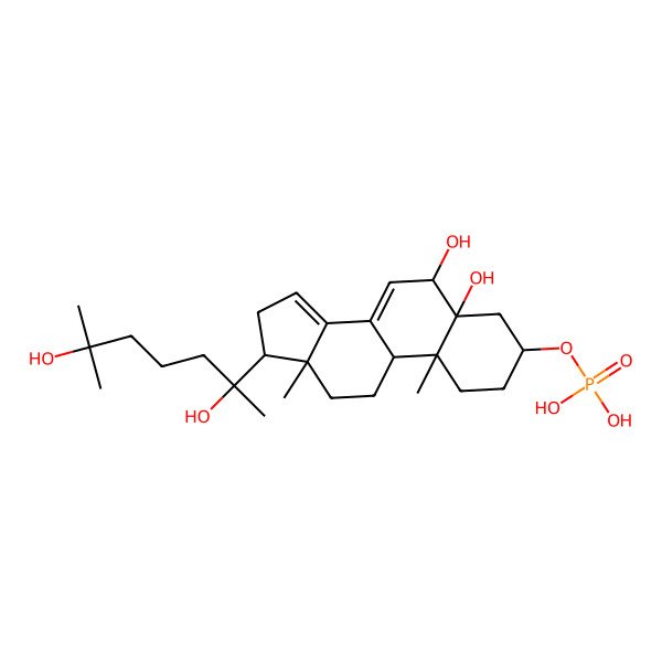 2D Structure of [(3S,5R,6S,9S,10R,13R,17S)-17-[(2S)-2,6-dihydroxy-6-methylheptan-2-yl]-5,6-dihydroxy-10,13-dimethyl-1,2,3,4,6,9,11,12,16,17-decahydrocyclopenta[a]phenanthren-3-yl] dihydrogen phosphate
