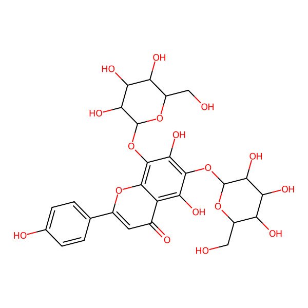 2D Structure of 5,7-Dihydroxy-2-(4-hydroxyphenyl)-6,8-bis[[3,4,5-trihydroxy-6-(hydroxymethyl)oxan-2-yl]oxy]chromen-4-one