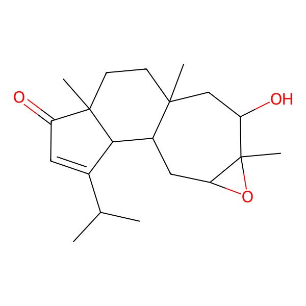 2D Structure of (1R,2S,6S,9S,11R,12S,14R)-11-hydroxy-6,9,12-trimethyl-3-propan-2-yl-13-oxatetracyclo[7.6.0.02,6.012,14]pentadec-3-en-5-one