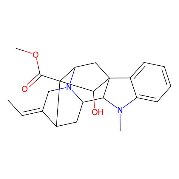2D Structure of methyl (1R,13Z,16S)-13-ethylidene-18-hydroxy-8-methyl-8,15-diazahexacyclo[14.2.1.01,9.02,7.010,15.012,17]nonadeca-2,4,6-triene-17-carboxylate