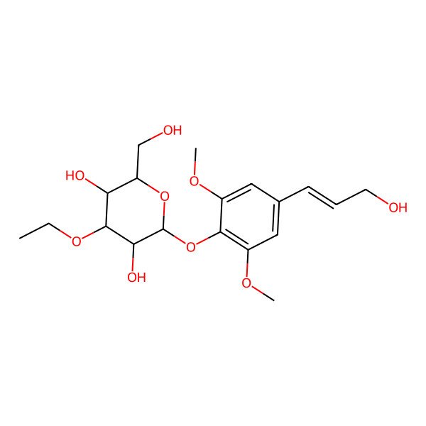 2D Structure of (2R,3R,4S,5R,6S)-4-ethoxy-2-(hydroxymethyl)-6-[4-[(E)-3-hydroxyprop-1-enyl]-2,6-dimethoxyphenoxy]oxane-3,5-diol