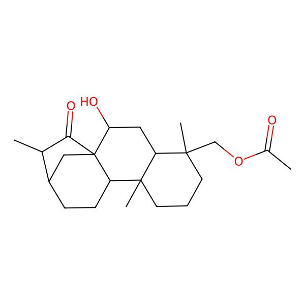 2D Structure of [(1R,2S,4S,5S,9R,10S,13R,14S)-2-hydroxy-5,9,14-trimethyl-15-oxo-5-tetracyclo[11.2.1.01,10.04,9]hexadecanyl]methyl acetate