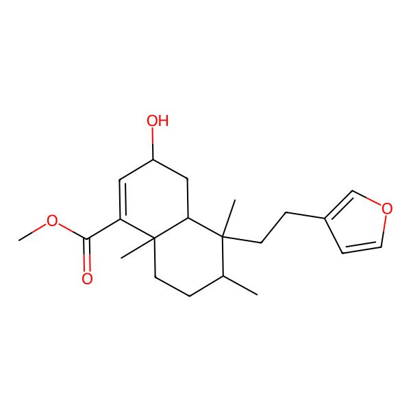 2D Structure of Methyl 5-[2-(furan-3-yl)ethyl]-3-hydroxy-5,6,8a-trimethyl-3,4,4a,6,7,8-hexahydronaphthalene-1-carboxylate